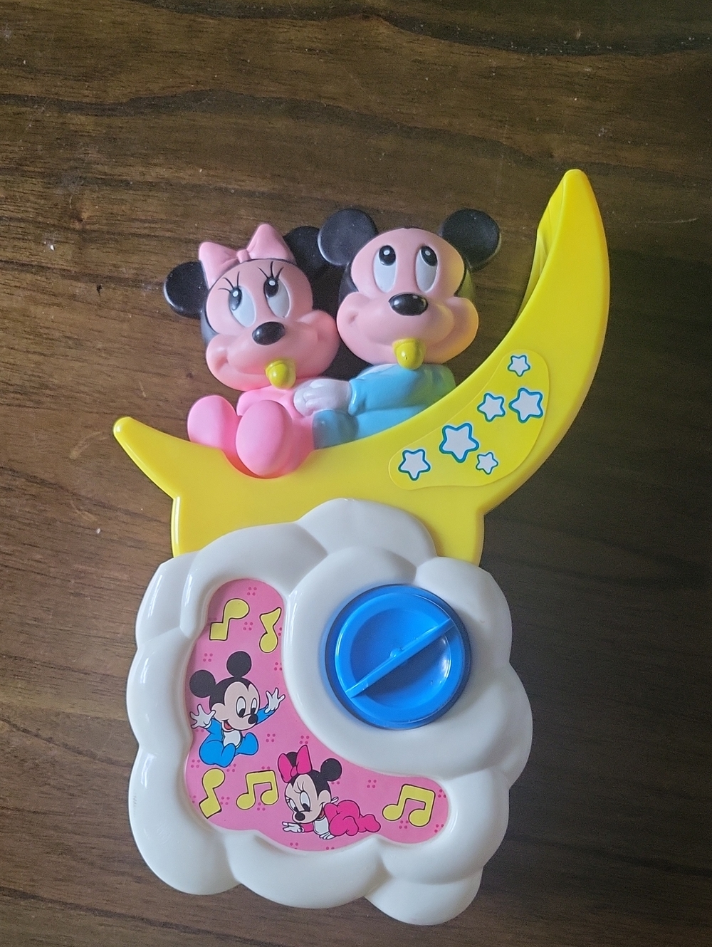 Disney 1984 Mickey & Minnie Moon Crib Toy - Yellow, Pink, Blue